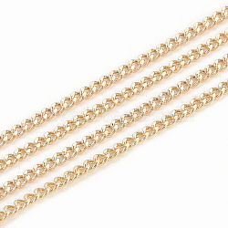 3.28 Feet Soldered, Faceted Brass Curb Chains, Diamond Cut Chains, Real 18K Gold Plated, 2x1.4x0.4mm(X-CHC-S003-09G)
