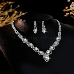 Alloy Rhinestone Necklaces & Stud Earring Sets for Women, Crystal, 12.68 inch(322mm)(SJEW-U001-01P-02)