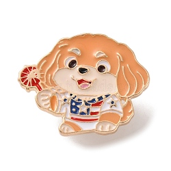 Independence Day Enamel Brooches, Light Gold Alloy Lapel Pin Backs for Backpack Clothes, Sandy Brown, Dog, 24x30mm(AL-I003-01KCG-01)