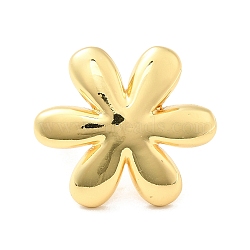 Brass Flower Open Cuff Ring for Women, Cadmium Free & Nickel Free & Lead Free, Real 18K Gold Plated, US Size 7 3/4(17.9mm)(KK-H434-23G)