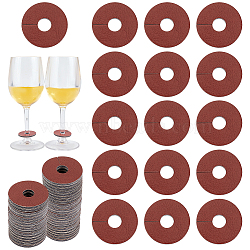 BENECREAT 50Pcs Imitation Leather Wine Glass Charms, Blank Goblet Marker, Flat Round, Sienna, 35x3mm, Hole: 10mm(AJEW-FG0004-24)