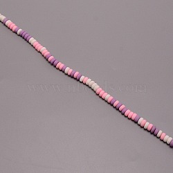 Handmade Polymer Clay Beads, Flat Round, Purple, 6~7x3mm, Hole: 1.2mm, about 110pcs/strand, 15.55 inch(39.5cm)(CLAY-TAC0004-01F)