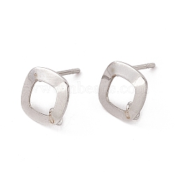 Non-Tarnish 201 Stainless Steel Stud Earring Findings, with 304 Stainless Steel Pins and Vertical Loops, Rhombus, Stainless Steel Color, 10x9mm, Hole: 1.6mm, Pin: 0.7mm(STAS-G266-16P)