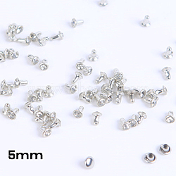 Brass Rhinestone Rivets, Caps and Studs, for Leather Craft DIY Making, Platinum, Flat Round, Crystal, Stud: 5x5.5mm, Cap: 5.5x3mm(KK-WH0035-13A)