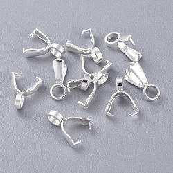 304 Stainless Steel Ice Pick Pinch Bails, Silver, 9x6.5x3.5mm, Hole: 2mm, Pin: 0.8x0.5mm(STAS-K210-17A-S)