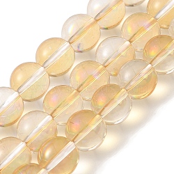 Transparent Electroplate Glass Beads Strands, Pearl Luster Plated, Round, Bisque, 8mm, Hole: 1mm, about 50pcs/strand, 14.96''(38cm)(GLAA-T032-T8mm-C13)