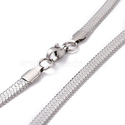304 Stainless Steel Snake Chains Necklaces, with Lobster Clasps, Stainless Steel Color, 17.7 inch(45cm), 6x1mm(NJEW-O058-31P)