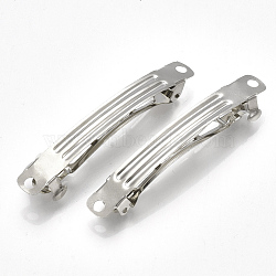 Platinum Plated Iron Hair Barrette Findings, French Hair Clip Findings, about 59mm long, 6mm wide(X-PJH1015Y)