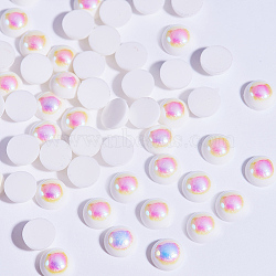 Resin Cabochons, Nail Art Decoration Accessories, Half Round, White, 6x3mm(MRMJ-T026-01A)