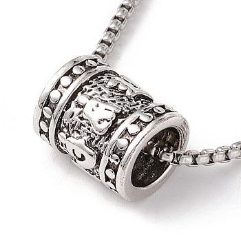 Alloy Column Pendant Necklace with 201 Stainless Steel Box Chains, Gothic Jewelry for Men Women, Antique Silver & Stainless Steel Color, 23.62 inch(60cm)