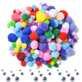 1150Pcs Pom Pom Yarn Pom Pom Balls and Wiggle Googly Eyes Cabochons, DIY Scrapbooking Crafts Toy Accessories, Mixed Color, 7 style/set