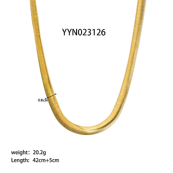 8mm Stylish Titanium Steel Snake Chain Necklaces for Women Men, Real 18K Gold Plated, 16.54 inch(42cm)