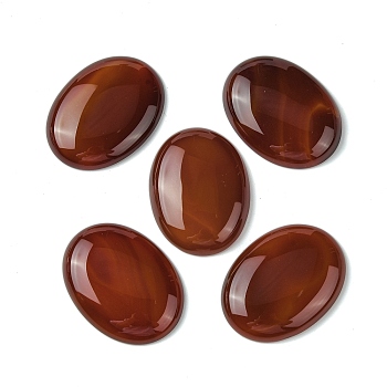 Natural Red Agate Cabochons, Dyed & Heated, Oval, Saddle Brown, 40x30x8mm