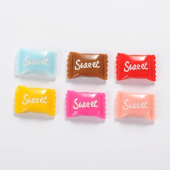 Scrapbook Embellishments Flatback Cute Candy with Word Sweet Plastic Resin Cabochons, Mixed Color, 16x23x6mm