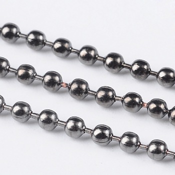 Iron Ball Chains, Soldered, Gunmetal, with Spool, Bead: about 2mm in diameter, about 328.08 Feet(100m)/roll