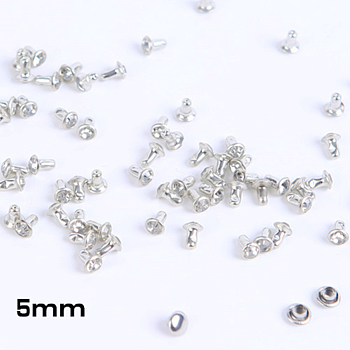 Brass Rhinestone Rivets, Caps and Studs, for Leather Craft DIY Making, Platinum, Flat Round, Crystal, Stud: 5x5.5mm, Cap: 5.5x3mm