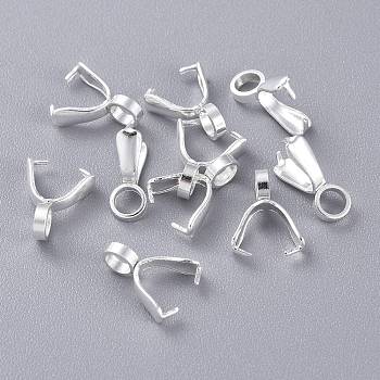 304 Stainless Steel Ice Pick Pinch Bails, Silver, 9x6.5x3.5mm, Hole: 2mm, Pin: 0.8x0.5mm
