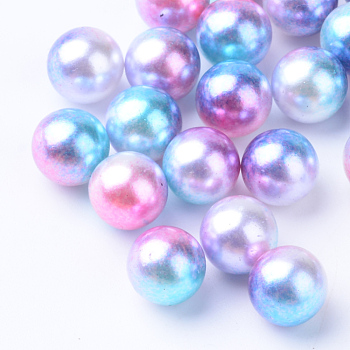 Rainbow Acrylic Imitation Pearl Beads, Gradient Mermaid Pearl Beads, No Hole, Round, Deep Sky Blue, 6mm, about 5000pcs/500g