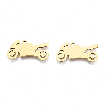 Ion Plating(IP) 201 Stainless Steel Pendants, Laser Cut, Motorbike, Golden, 11x21x1mm, Hole: 1.4mm
