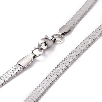 304 Stainless Steel Snake Chains Necklaces, with Lobster Clasps, Stainless Steel Color, 17.7 inch(45cm), 6x1mm