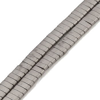 Electroplated Frosted Non-magnetic Synthetic Hematite Beads Strands, Rectangle, 2-Hole, Silver Plated, 5x2x2mm, Hole: 0.8mm, about 193pcs/strand, 8.27 inch(21cm)