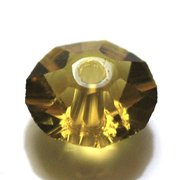 Imitation Austrian Crystal Beads, Grade AAA, Faceted, Flat Round, Olive, 6x3.5mm, Hole: 0.7~0.9mm