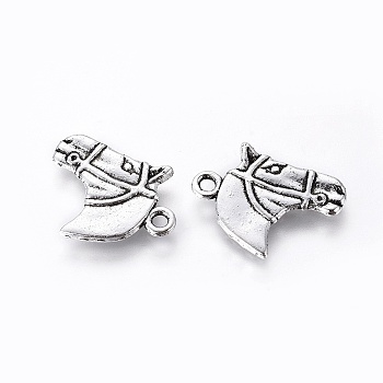 Tibetan Style Alloy Pendants, Horse Head, Cadmium Free & Lead Free, Antique Silver, 21x18.5mm, Hole: 2.5mm