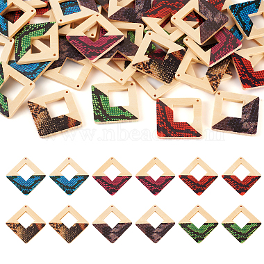 Pandahall 36Pcs 6 Colors Spray Painted Wood Big Pendants(WOOD-TA0001-80)-8