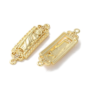 Rack Plating Brass Clear Cubic Zirconia Saint Connector Charms(KK-C084-36C-G)-2