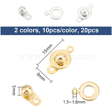 20Pcs 2 Colors 201 Stainless Steel Snap Clasps(STAS-UN0052-99)-3