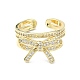 Rack Plating Brass Micro Pave Cubic Zirconia Open Cuff Rings(RJEW-C076-06A-G)-2