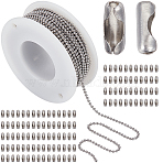10M 304 Stainless Steel Ball Chains, 100Pcs Stainless Steel Ball Chain Connectors, Stainless Steel Color, 1.5mm(CHS-SC0001-04A)