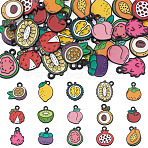30Pcs 15 Styles Alloy Enamel Pendants, Fruits Charm, Black, Mixed Color, 13~17x11~16mm, 2pcs/style(ENAM-TA0003-31)