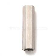 304 Stainless Steel Matte Magnetic Clasps, Hexagon Tube, Stainless Steel Color, 25x6.5mm, Hole: 4mm(STAS-M308-07A)