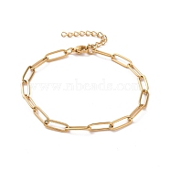 Vacuum Plating 304 Stainless Steel Paperclip Chain Bracelet for Men Women, Golden, 7-1/8 inch(18cm)(BJEW-E031-02G-01)