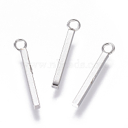 304 Stainless Steel Pendants, Rectangle, Stainless Steel Color, 18x1.5x1.5mm, Hole: 1.8mm(STAS-I120-04A-P)
