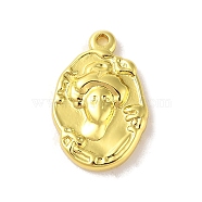 304 Stainless Steel Pendants, Oval with Human Charm, Real 18K Gold Plated, 17.5x12x3mm, Hole: 1.2mm(STAS-A097-19G)