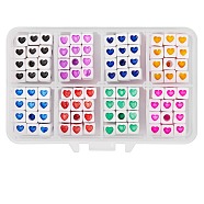 240Pcs 8 Colors Opaque Acrylic European Beads, Large Hole Beads, Cube with Heart Pattern, Mixed Color, 7x7x7mm, Hole: 4mm(OPDL-SZ0001-01)