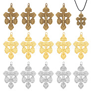 15PCS 3Colors Alloy Big Pendants, Cross with Jesus Pattern Charm, Mixed Color, 55x34.5x5mm, Hole: 5.6mm(FIND-NB0004-57)
