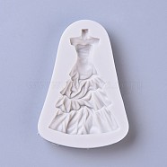 Food Grade Silicone Statue Molds, Fondant Molds, for DIY Cake Decoration, Chocolate, Candy, Portrait Sculpture UV Resin & Epoxy Resin Jewelry Making, Dress, WhiteSmoke, 77x55x10mm, Inner Size: 64x43mm(DIY-K011-15)