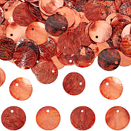 140Pcs Dyed Natural Akoya Shell Pendants, Disc Charms, Light Salmon, 15x1mm, Hole: 1.2mm(BSHE-BBC0001-07B)