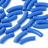 Opaque Acrylic Beads, Curved Tube, Dodger Blue, 32x10x8mm, Hole: 1.8mm(MACR-S372-002B-14-4127)
