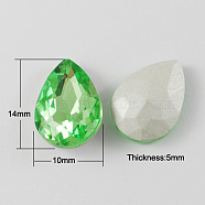 Glass Pointed Back Rhinestone, Back Plated, Faceted, Teardrop, Lime, 14x10x5mm(RGLA-Q001-4)