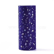 Glitter Sequin Deco Mesh Ribbons, Tulle Fabric, Tulle Roll Spool Fabric For Skirt Making, Moon & Star Pattern, Royal Blue, 6 inch(15cm), about 25yards/roll(22.86m/roll)(OCOR-I005-H05)