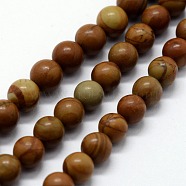 Natural Wood Lace Stone Beads Strands, Round, 10mm, Hole: 1mm, about 37pcs/strand,  14.76 inch(37.5cm)(G-I199-17-10mm)