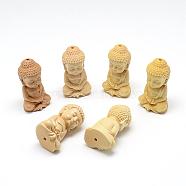 Carved Undyed BoxNatural Wood Beads, Buddha, Wheat, 37~40x22~23x19mm, Hole: 2~2.5mm(WOOD-T006-12)
