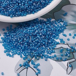 MIYUKI Delica Beads Small, Cylinder, Japanese Seed Beads, 15/0, (DBS0862) Matte Transparent Capri Blue AB, 1.1x1.3mm, Hole: 0.7mm, about 3500pcs/10g(X-SEED-J020-DBS0862)
