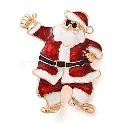 Christmas Theme Enamel Pins, Golden Alloy Brooches for Backpack Clothes, Santa Claus, 40x31mm(JEWB-U007-02F)