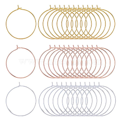 150Pcs 3 Colors Brass Wine Glass Charm Rings, Hoop Earrings Findings, Mixed Color, 30x0.8mm, 20 Gauge, 50pcs/color(FIND-SC0001-98C)