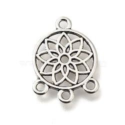 Tibetan Style Alloy Chandelier Component Links, Cadmium Free & Lead Free, Flower Woven Web, Antique Silver, 19x13.5x1mm, Hole: 1.5mm, about 649pcs/500g(FIND-G078-13AS)